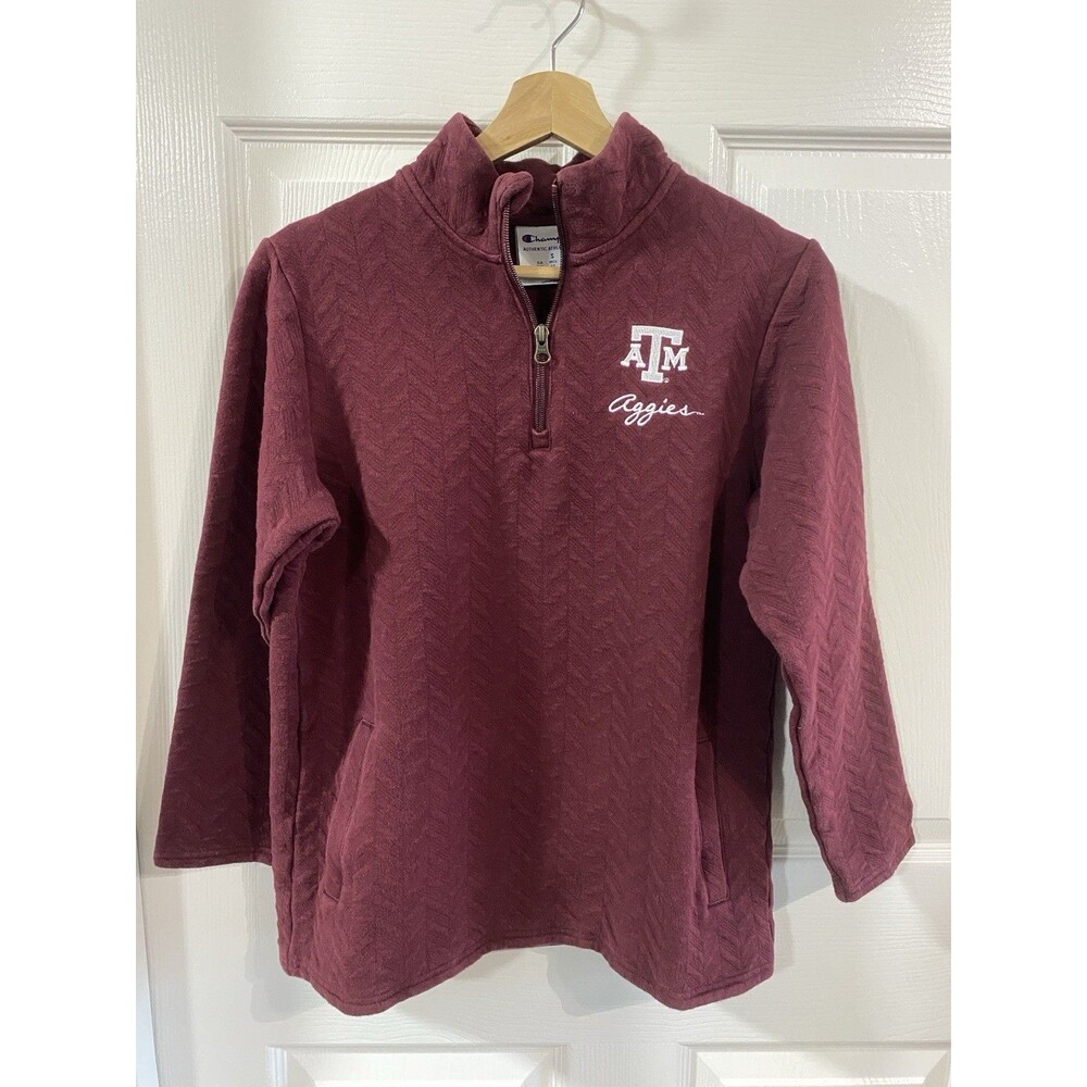 Champion Texas A&M Aggies Quarter-Zip Chevron Burgundy Pullover S Football NCAA